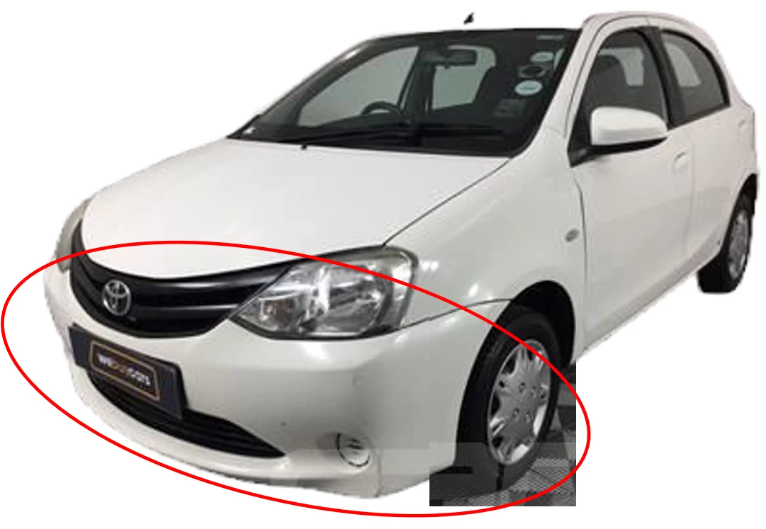 Deon's Auto Panels Toyota Etios Sedan/Hatch PAINTED Front Bumper 2012-2020 3 Deon's Auto Panels Toyota Etios Sedan/Hatch PAINTED Front Bumper 2012-2020